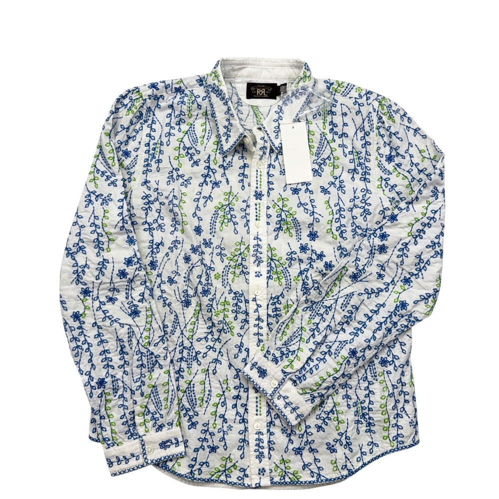 NEW RRL Double RL Ralph Lauren Floral-Embroidered Cotton Blouse Shirt Women Sz 2